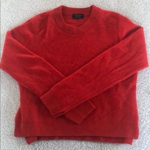 rag & bone 100% cashmere red boxy cropped sweater